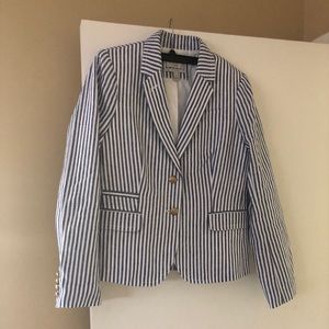 J. Crew blue and white striped blazer
